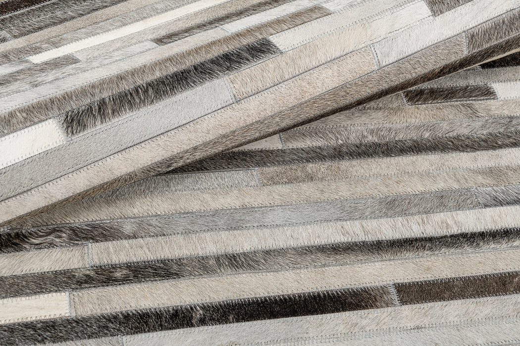 South American Cowhide Stripe Rug – Grey